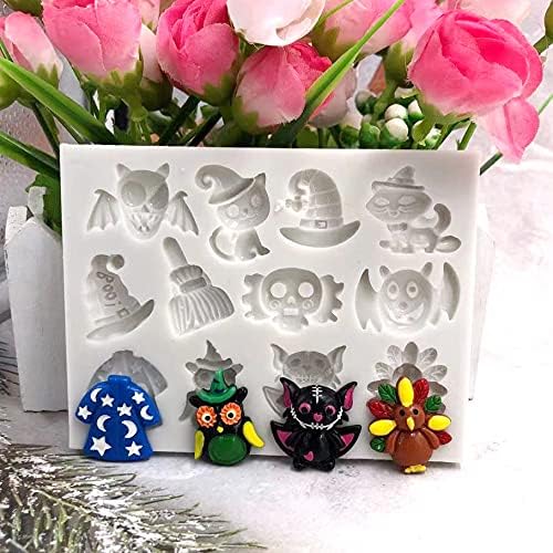 Moldes de silicona para decoración de velas de postre de Halloween, bate de calabaza, búho, fantasma, bruja, para manualidades, fondant, galletas,