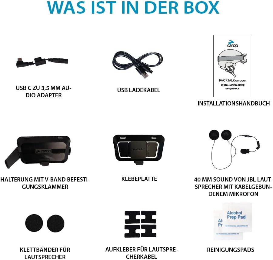 Cardo Packtalk – Kit de segundo casco para exteriores, accesorio de dispositivo de comunicación para uso adicional del casco, kit multifuncional