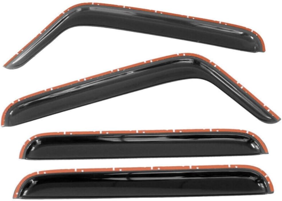 4pcs Sun Rain Deflector Guard Window Visors Front Rear Left Driver Right Passenger Upper Side Tape On External Window Style Acrylic Smoke Tinted