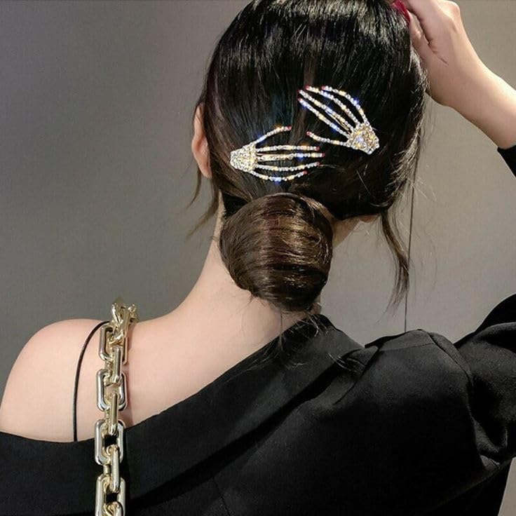 Pinzas de pelo de esqueleto de Halloween de 5 colores, 5 piezas de pinzas góticas góticas para el cabello, accesorios de regalo para mujeres,