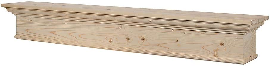 MANTELSDIRECT Estante flotante de madera para chimenea de 72 pulgadas sin terminar, Bellamy de Mantels Direct, estante de pared rústico de madera