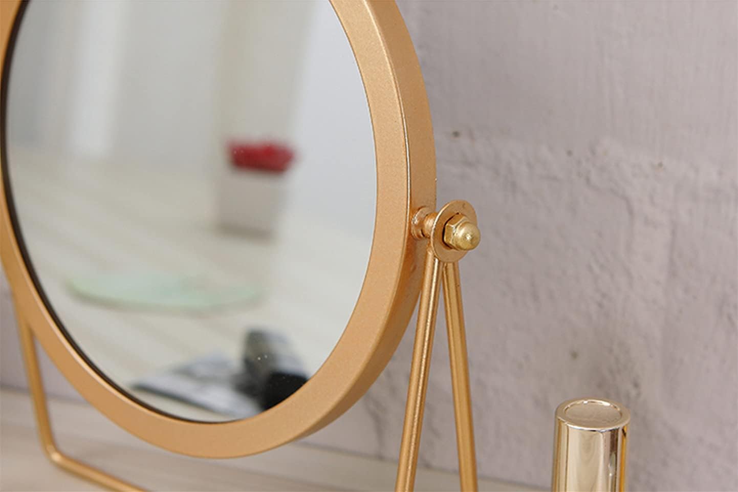 Geschaft – Espejo de maquillaje dorado de una cara para mesa, con rotación de 360, espejo de tocador de una cara, espejo giratorio redondo para