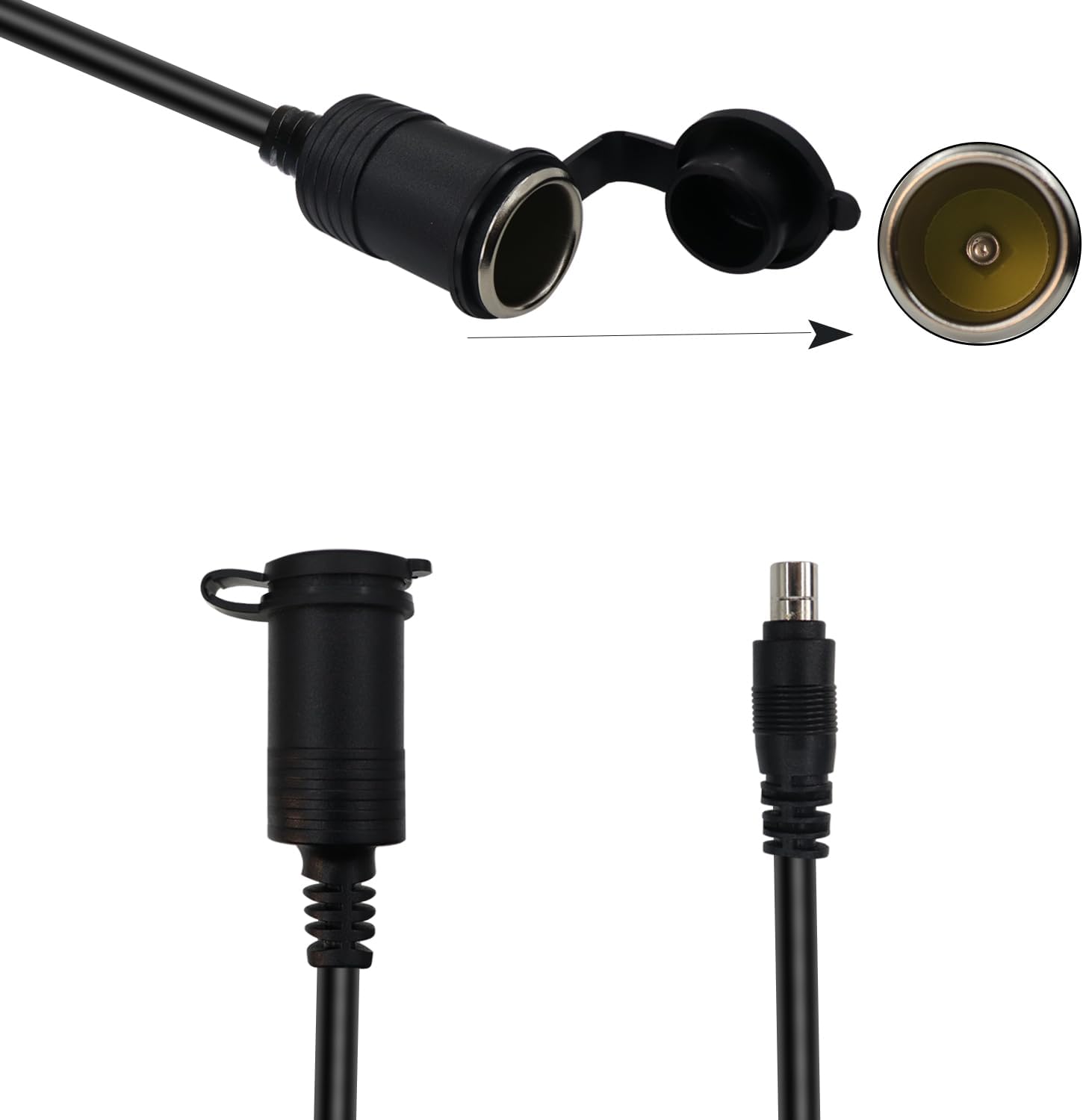 RIIEYOCA Cable de carga de automóvil de 0.315 pulgadas de CC, enchufe hembra para encendedor de cigarrillos de automóvil a DC8020 cable con