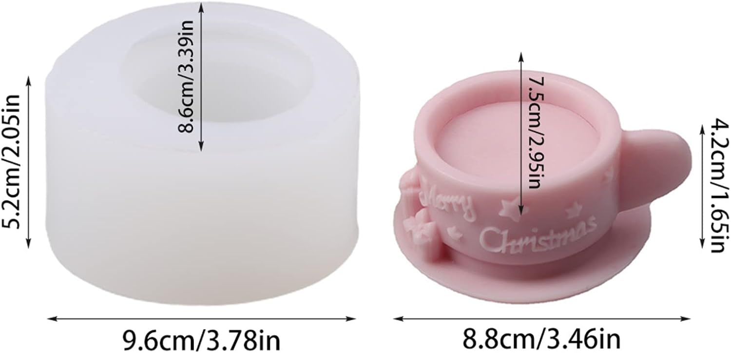 Molde de silicona para velas de copa de Navidad, molde de jabón de cera de soja, molde de fondant, molde de pastel de caramelo de chocolate, yeso,