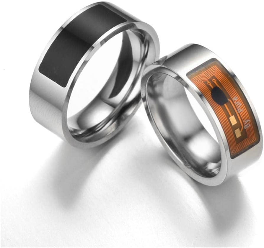 Anillo inteligente de moda NFC para teléfono móvil, anillo inteligente de acero inoxidable de 0.315 in de ancho, anillo inteligente para parejas