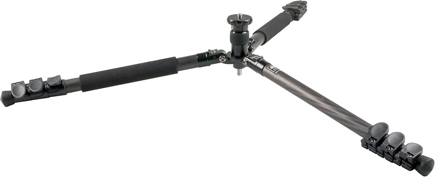 Sirui Trípode de viaje de fibra de carbono de 4 secciones ET-1204 con cabezal de video fluido VA-5, altura máxima de 55.1 pulgadas, carga máxima de