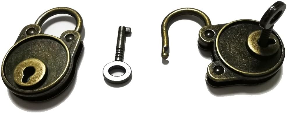 Mini candado de latón antiguo y llave para sala de escape, cerradura de fiesta, cuello de bloqueo privado en el pecho, cerradura decorativa, caja de