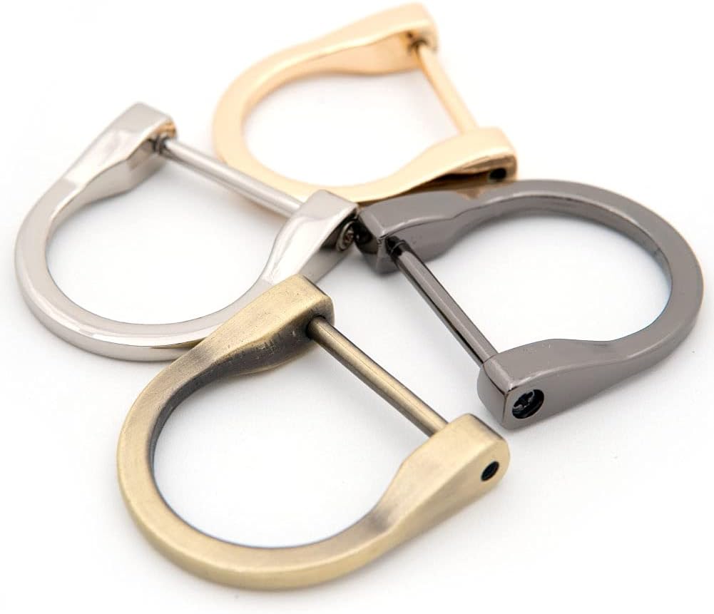 Loosco Anillos en D de herradura en forma de U, 4 piezas de cuero para manualidades, accesorios para monedero para correa de 1 pulgada (plateado),
