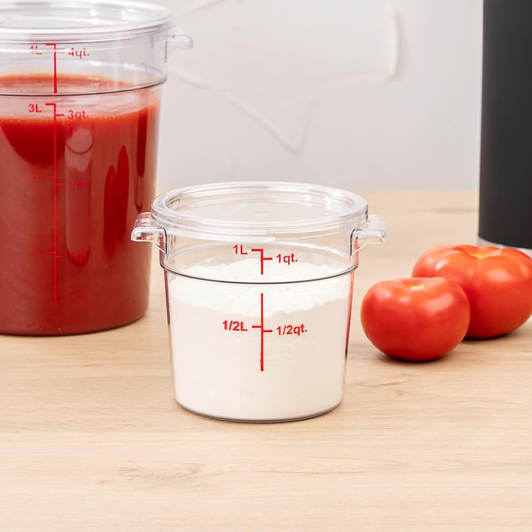 Restaurantware Met Lux – Contenedor de almacenamiento de alimentos de 1 cuarto de galón, 1 recipiente redondo de almacenamiento comercial, tapa se