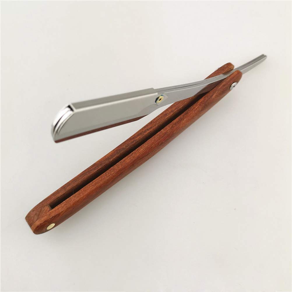 Beaupretty Maquinillas de afeitar de acero rectas elegantes para hombre, estilo vintage, lacio, de metal, maquinilla de afeitar de peluquero sin
