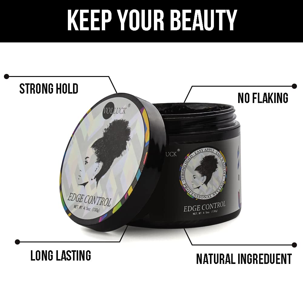 VOLLUCK Cera de control de bordes para mujeres, gel para el cabello de 4.6 onzas, no graso, para el cabello, para mujeres, gel para el cabello con