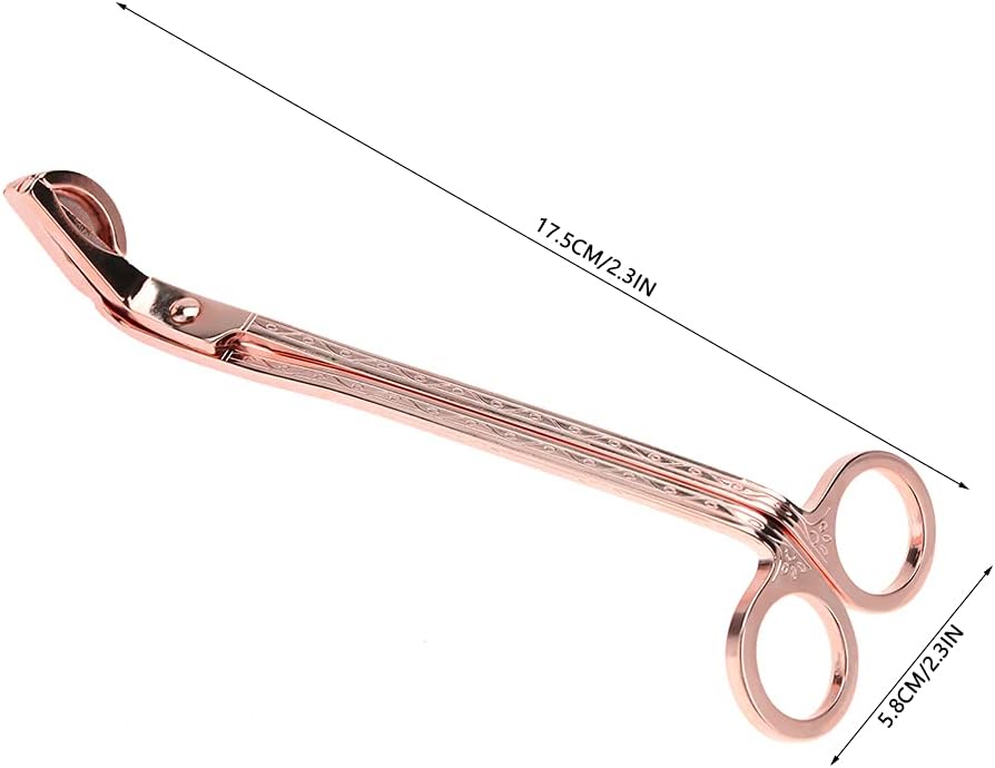 Restokki Cortador de mechas de vela, de acero inoxidable, chapado semicircular, con clip de corazón, tijeras, kit de cuidado de velas para amantes