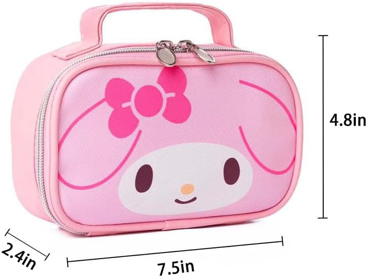 Akutoer Bolsa de cosméticos de dibujos animados con Zippe, Rosado, Kawaii