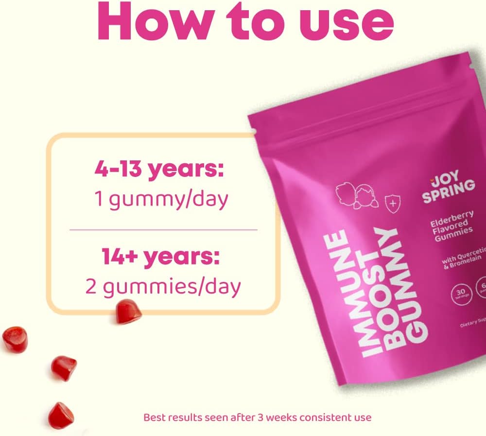 JoySpring SleepBerry Melatonina para niños con saúco y gomitas de apoyo inmunológico para niños – Apoyo inmunológico para niños