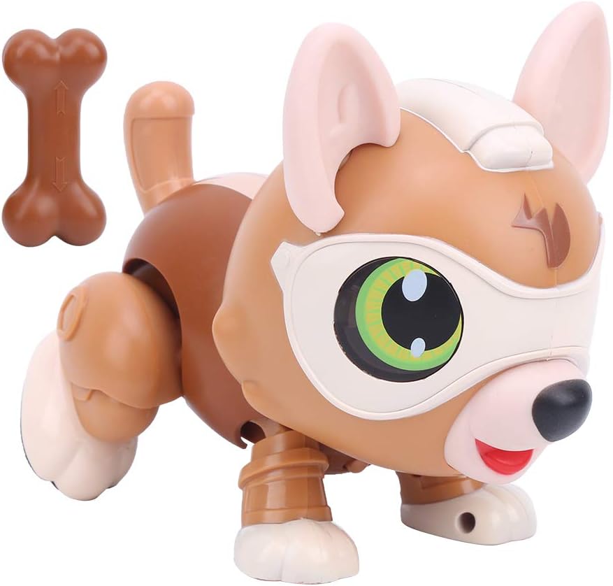 Zerodis Robot electrónico de juguete para perro, robot inteligente con control de voz y sensor de tacto interactivo para niños, niñas, niños (marrón)