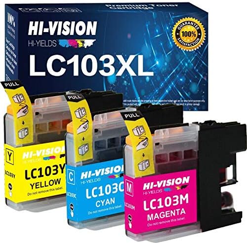 HI-VISION HI-YIELDS Cartucho de tinta de repuesto compatible para LC103xl, amarillo, cian, magenta, paquete de 3