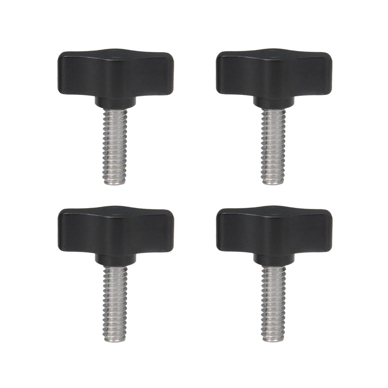Zeberoxyz 4 tornillos de pulgar de 14″-20 x 34″ de acero inoxidable con perilla de aluminio negro roscado estándargruesa rosca-longitud 34″ (tamaño