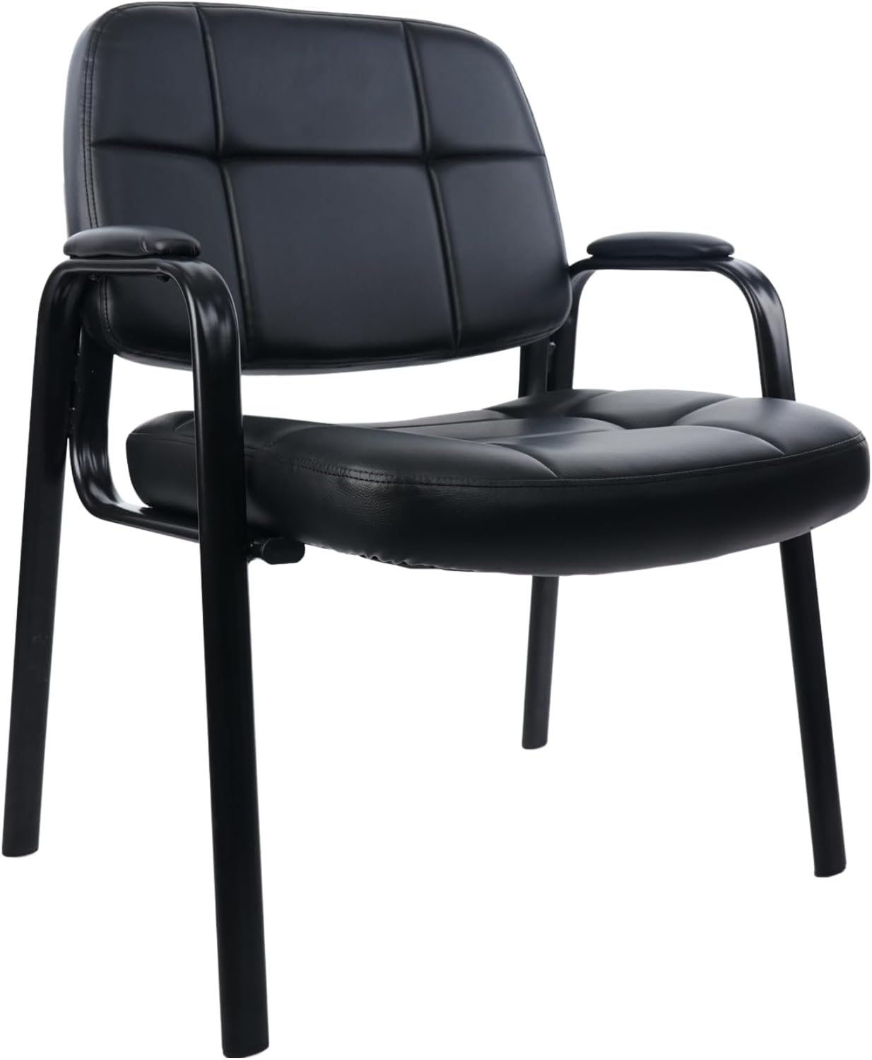 CLATINA Silla grande y alta para invitados de oficina, 400 libras con respaldo acolchado de cuero regenerado, asiento ancho, silla de recepción,