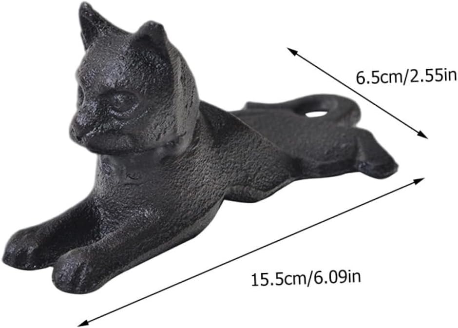 Ciieeo Tope de puerta de gato de hierro fundido, tope de puerta de metal resistente, decoración de escritorio, tapón de puerta de hierro fundido,