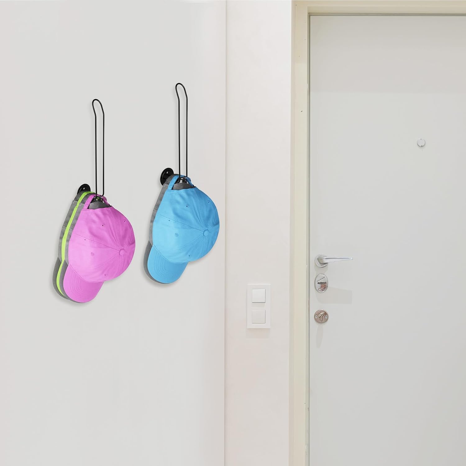 Percheros para organizador de sombreros de pared, de acero inoxidable para gorras de béisbol, juego de 2 perchas de pared para armario, soporte de