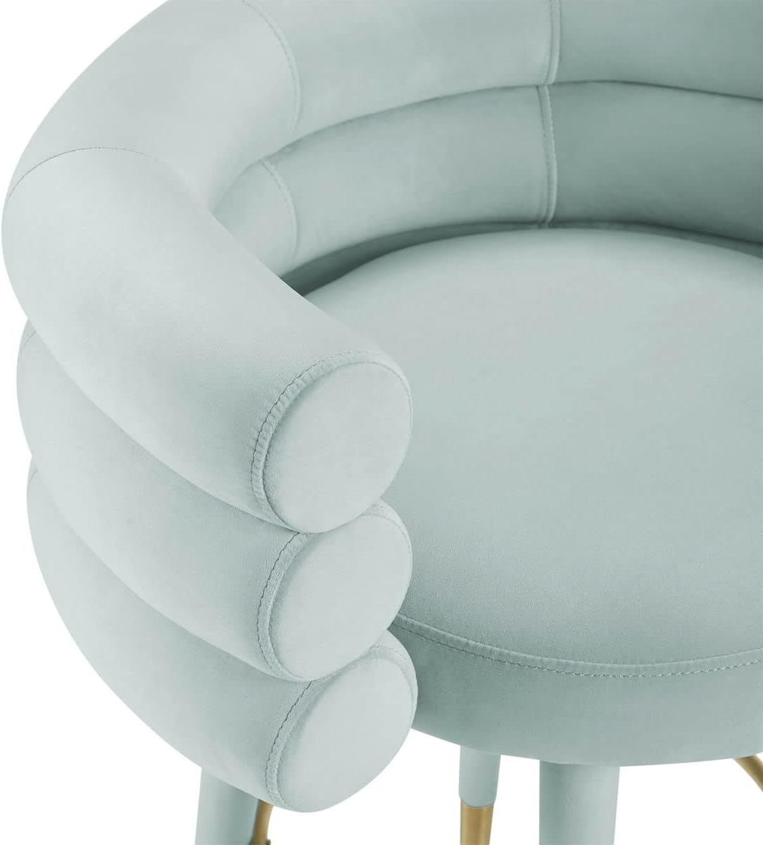 TOV Furniture Betty – Taburete de bar de terciopelo y madera contrachapada de 30.3 pulgadas de alto, color verde y dorado