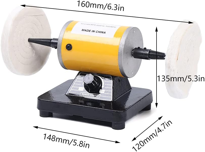 Pulidora de joyas, máquina pulidora de banco, máquina pulidora de torno con motor de 200 W con 7000 RPM, máquina pulidora de banco para joyas,