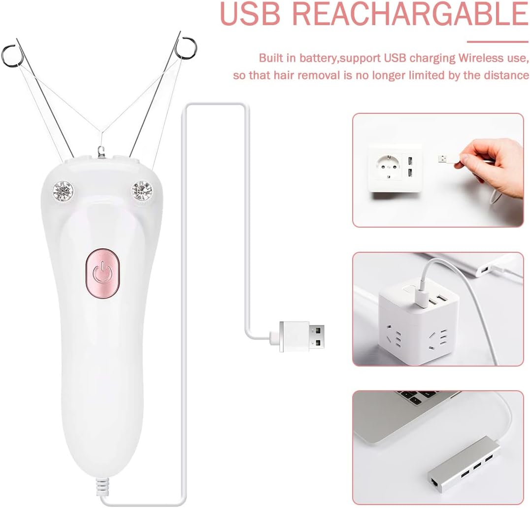 Removedor de vello facial, depiladora eléctrica inalámbrica para mujer, depiladora de hilo facial, depiladora de belleza para mujer, removedor de