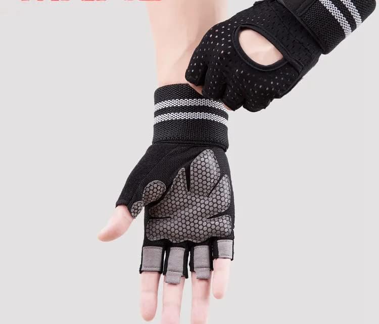 Guantes de entrenamiento ventilados con muñequeras y protección completa de la palma para levantamiento de pesas, fitness, colgar, pesas y uso en el