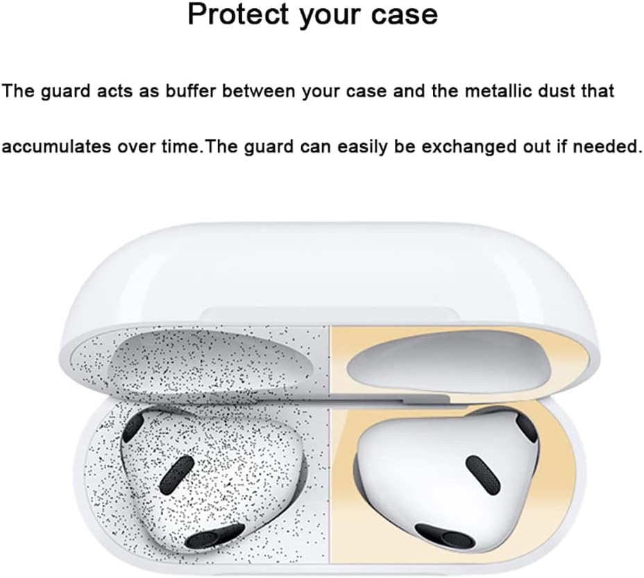 Protector antipolvo de metal de lujo compatible con Airpods de 3 generación 2021, película a prueba de polvo, adhesivo a prueba de polvo, ultra