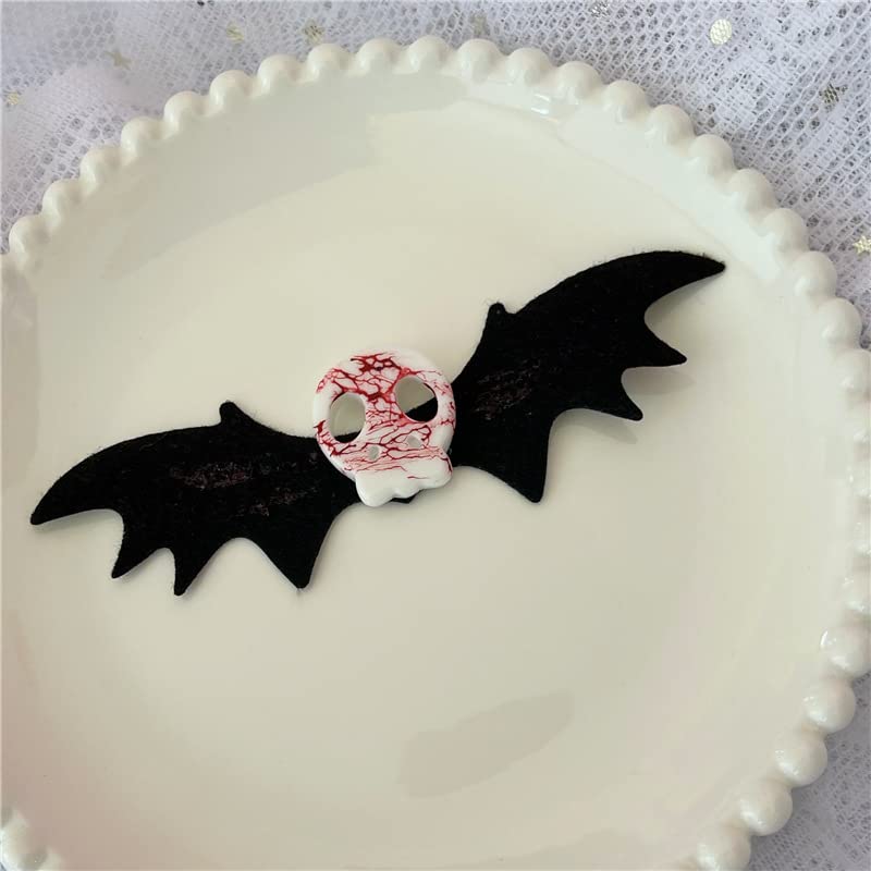Pinzas para el cabello de calavera de murciélago para Halloween, accesorios góticos para el cabello, clip de esqueleto de hueso, alas de murciélago,