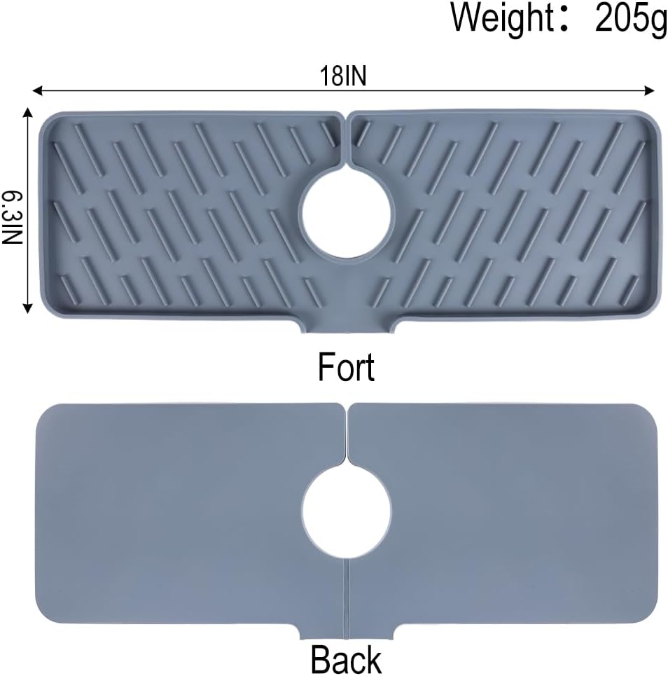 Karlsitek Slope – Protector contra salpicaduras para fregadero de cocina, tapete de silicona con pendiente de 18 x 6 pulgadas, tapete para fregadero