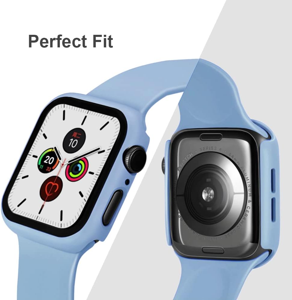 Correa de silicona deportiva y funda con protector de pantalla para Apple Watch Series 9, Series 8, Series 7, Series 6, SE, Series 5, Series 4
