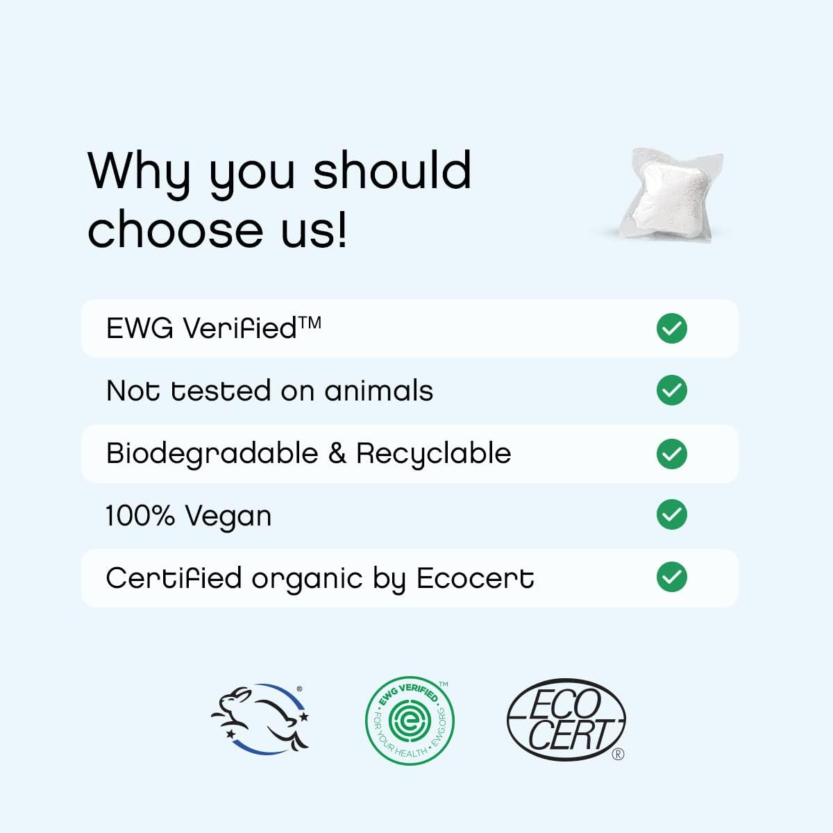 cápsulas de lavandería sin perfume y embalaje mejorado, cero plástico, vegano, detergente natural hipoalergénico para ropa, verificado por EWG – 36
