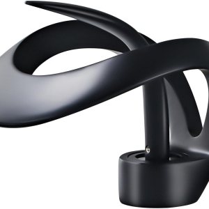 Moderno grifo de lavabo de baño de 1 agujero negro sola manija grifo de lavabo (negro) Moderno grifo de lavabo de baño de 1 agujero negro sola manija grifo de lavabo (negro)