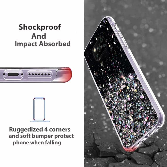 Funda compatible con Xiaomi Poco X3 Pro con purpurina verde transparente, funda para teléfono Xiaomi Poco X3 Pro, funda de silicona transparente de