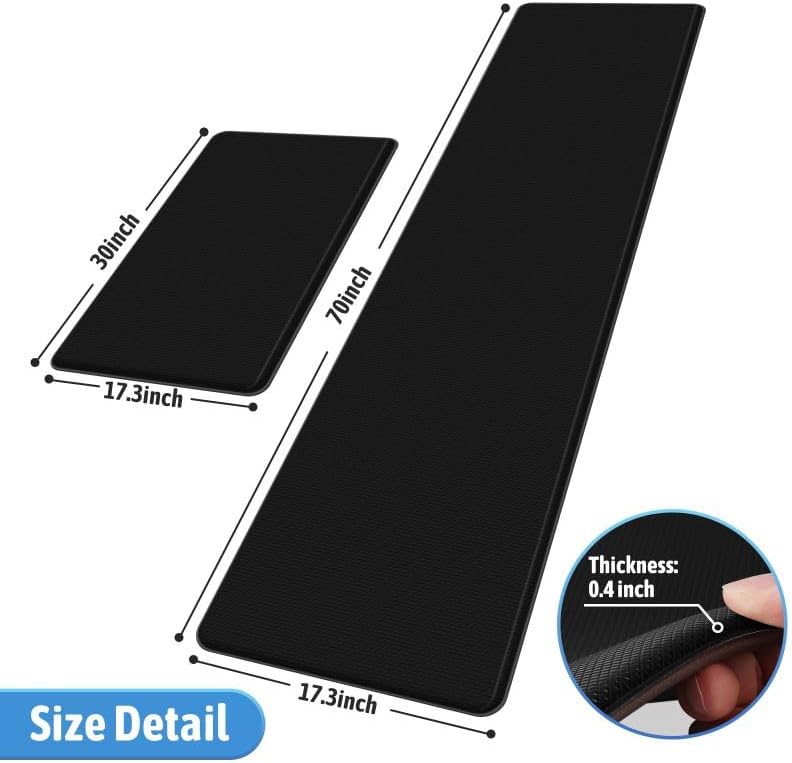 Tapete de cocina, 2 piezas, tapetes de cocina acolchados para piso, tapete antifatiga, juego de alfombras de cocina, tapete antideslizante para