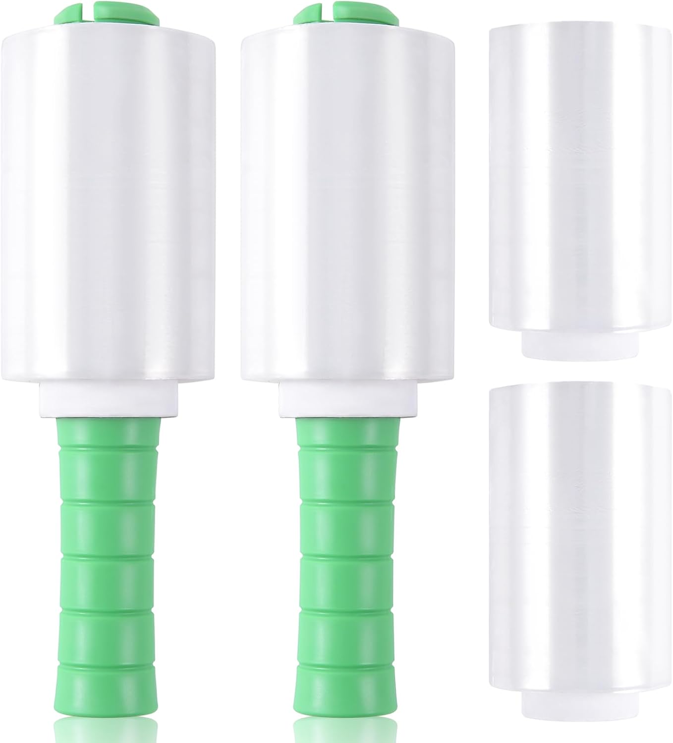 LyPrem Paquete de 4 envoltorios elásticos con asas de 5 pulgadas, 1000 pies, calibre 80, mini película transparente, envoltura de plástico retráctil