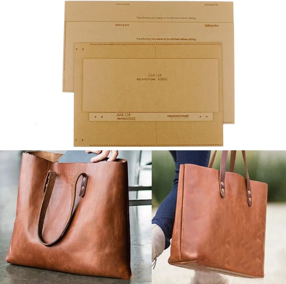 NW AAB-118 – Bolsa de cubo para mujer, plantilla acrílica, patrón de cuero, plantillas de cuero para bolsa de mano, Blanco, L