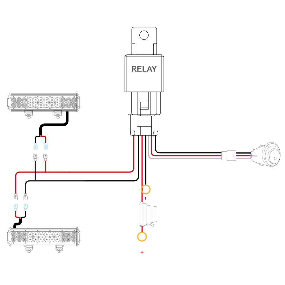Nilight Kit de arnés de cableado de barra de luz LED de 16 AWG y 12 V de encendido y apagado a prueba de agua, fusible de hoja de relé de