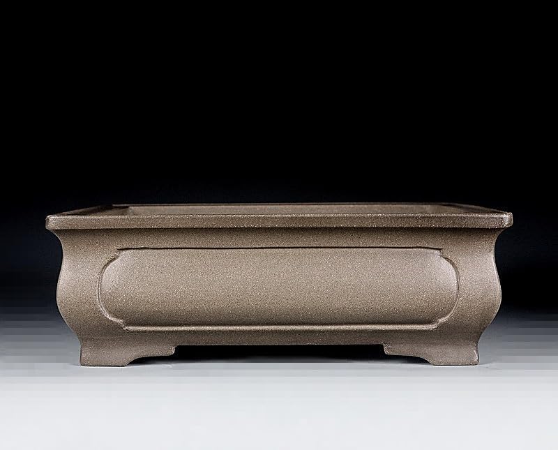 Refinado hecho a mano antiguo chino Yixing sin esmaltar Bonsai Pot Rectangular 10 pulgadas gris arcilla para el hogar jardín Bonsai Living