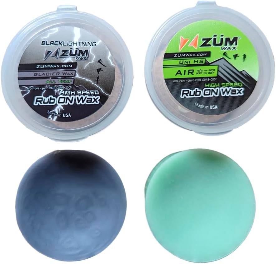 ZUMWax RUB ON Wax SkiSnowboardNordicCross-Country Sample Pack  Alta velocidad universal y glaciar frotar en un par de 0.71 onzas cada uno