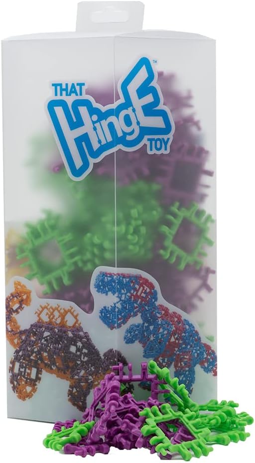 That Hinge Toy – Juego de 150 piezas morado + verde, dinosaurio + más juguete de construcción STEM