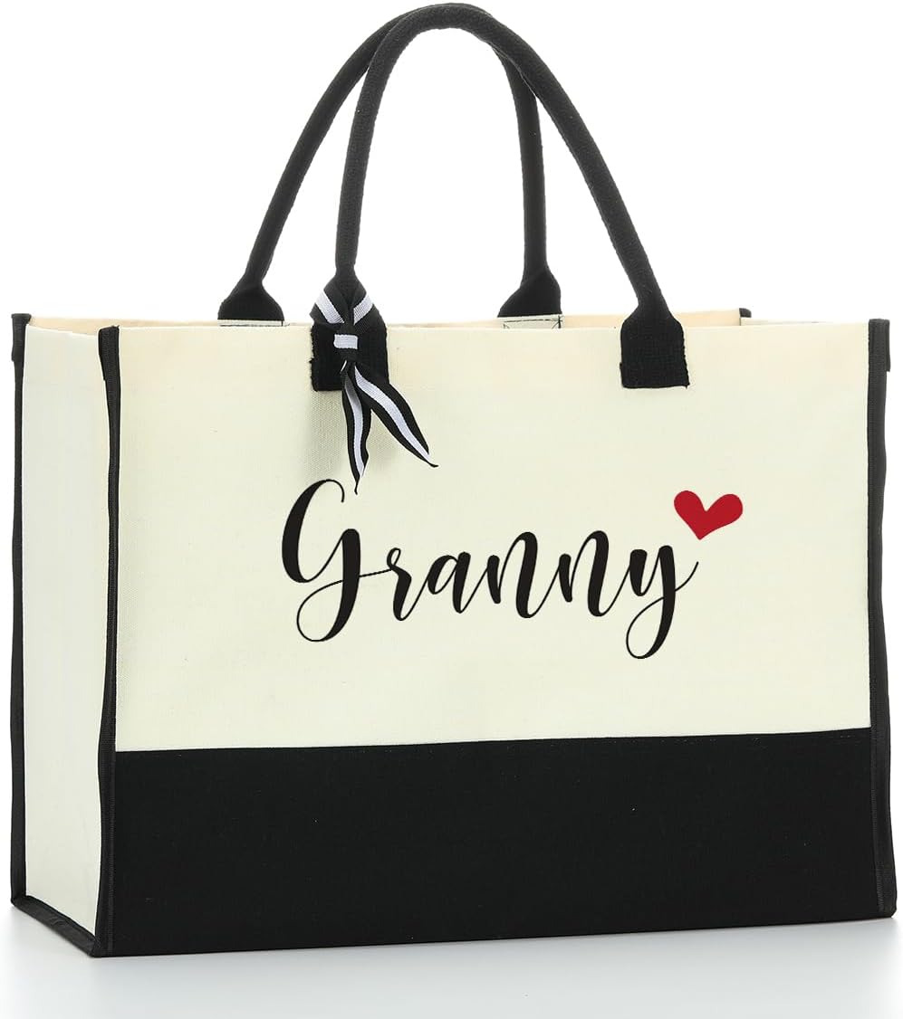 Noun – Bolsa de playa personalizada para mujer, bolsa de lona impermeable, regalos inspiradores para niñera, abuela