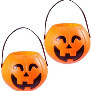 Abaodam Cubo de calabaza de Halloween portátil para dulce o truco, cubo de almacenamiento de caramelos Jack O Lantern, cubo de plástico para dulces Abaodam Cubo de calabaza de Halloween portátil para dulce o truco, cubo de almacenamiento de caramelos Jack O Lantern, cubo de plástico para dulces