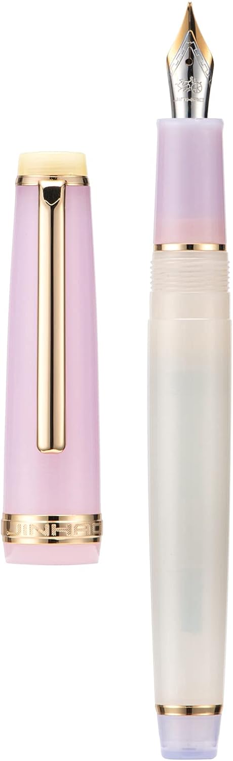 3 Jinhao 82 Pluma estilográfica transparente mixta Morandi Color acrílico punta fina oro Trim con convertidor Set