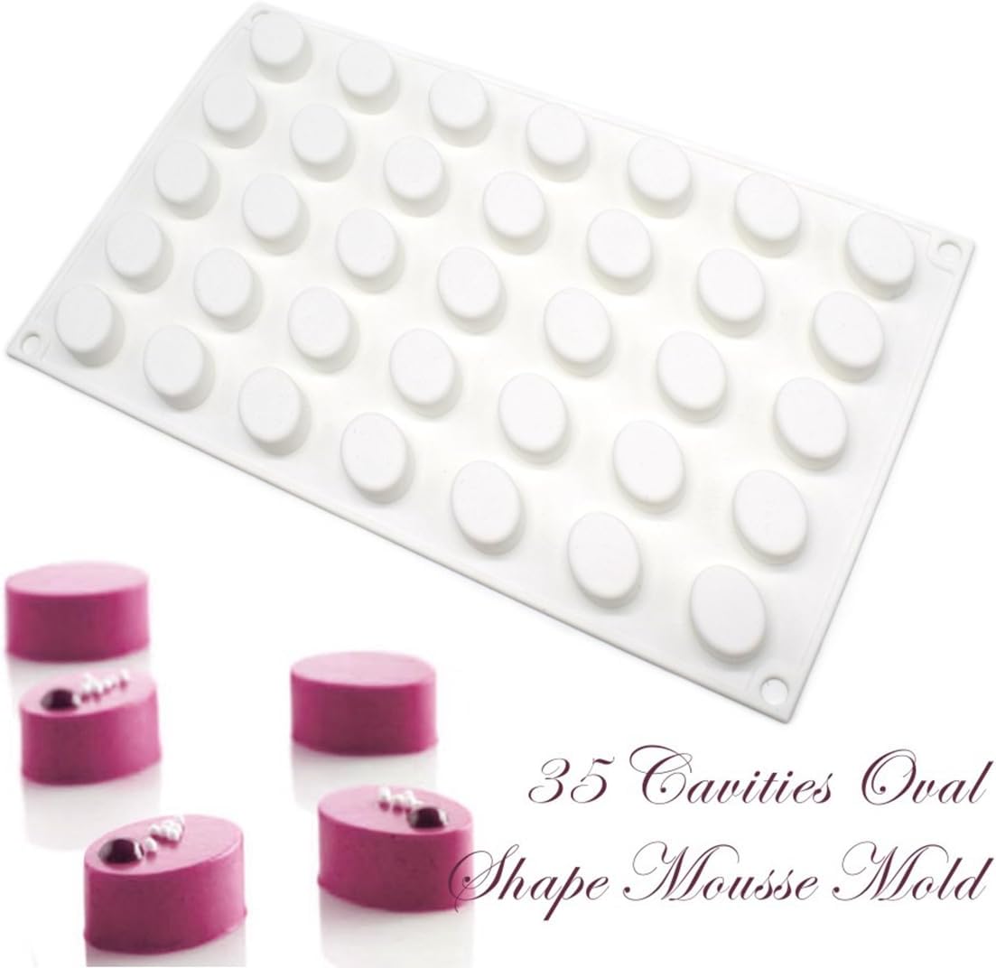 mostsom Molde ovalado de silicona para dulces, 35 rejillas, moldes para fondant de chocolate, herramientas de decoración para hornear