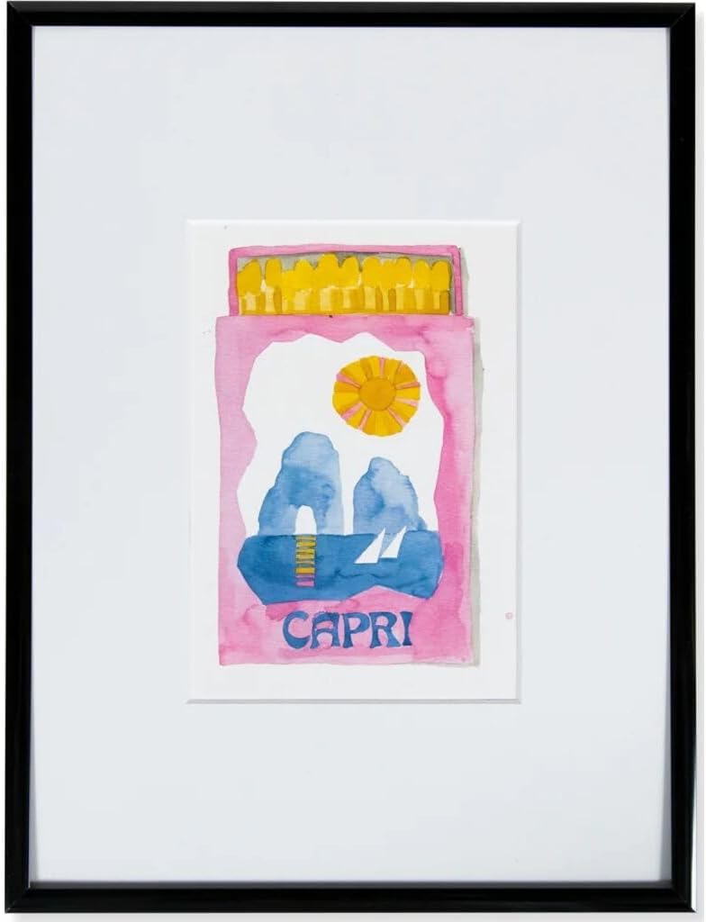 FURBISH Impresión artística de pared de viaje, diseño Capri Matchbook, decoración estética de pared, arte de pared moderno, decoración de habitación
