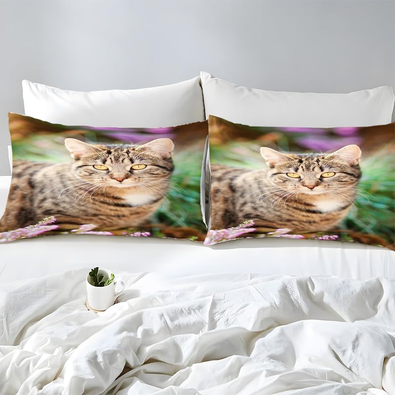 Civet – Juego de funda de edredón verde claro con estampado de animales, tamaño Queen, funda de edredón de microfibra suave y 2 fundas de almohada