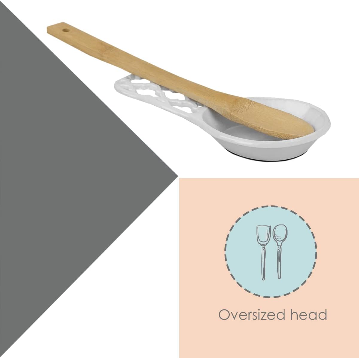 Home Basics – Paquete de utensilios de despensa de cocina de hierro fundido (juego de 4 piezas) color blanco, incluye soporte para toallas de papel,