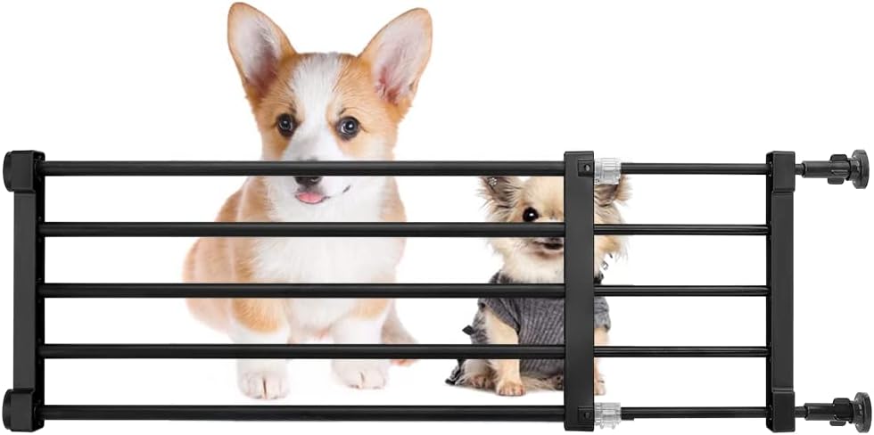 Puerta corta para perro expandible de 22 a 39.37 pulgadas para pisar, puerta pequeña para mascotas de montaje a presión, puerta baja para mascotas